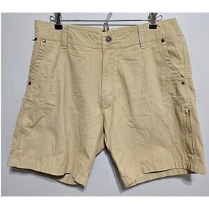 Men's KUHL Shorts Tan Beige Size 34 Born in the Mountains Hiking Cargo Shorts